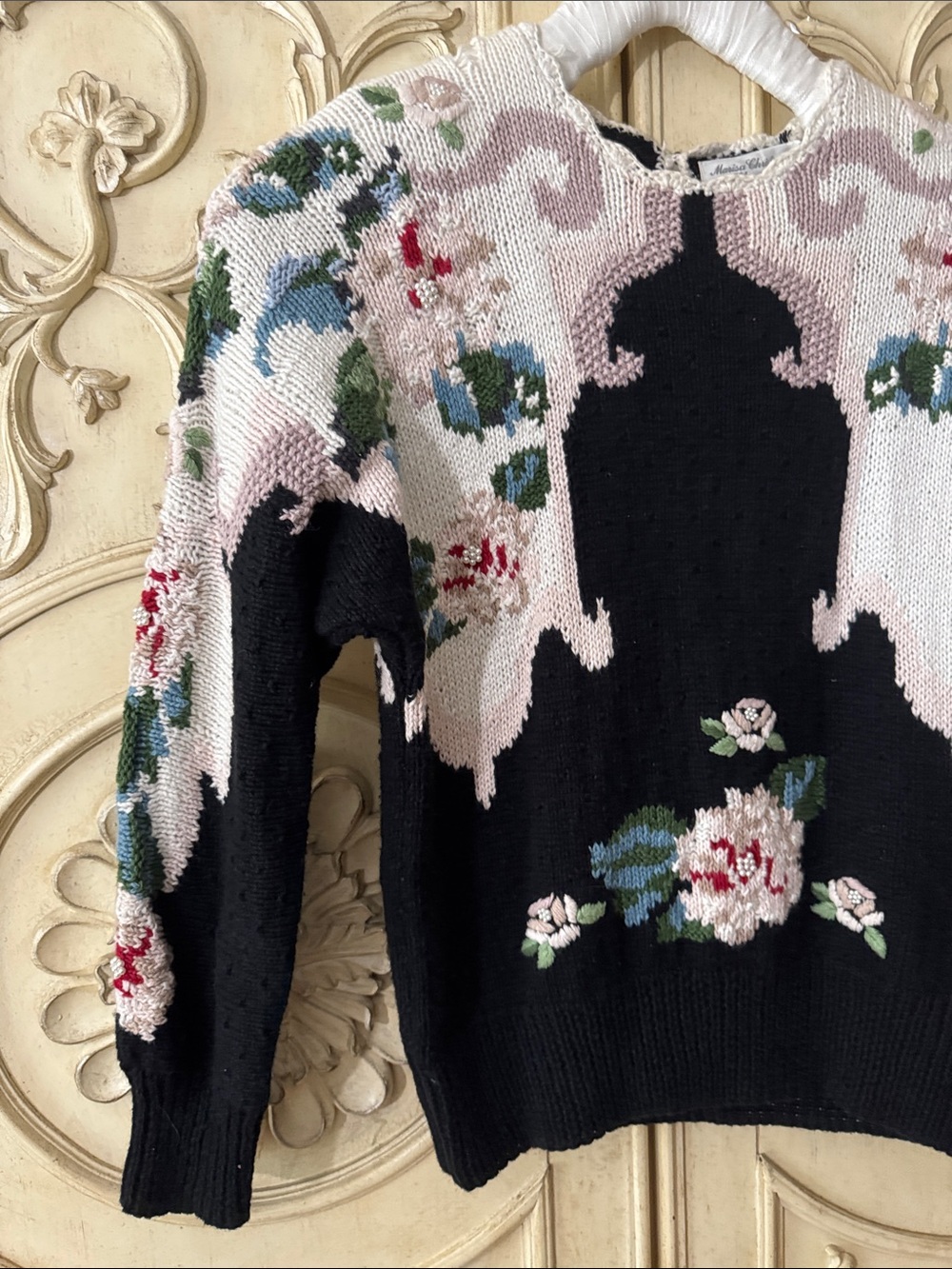Marisa Christina 90’S Cottagecore Floral Hand Knit Sweater - Picture 4 of 12
